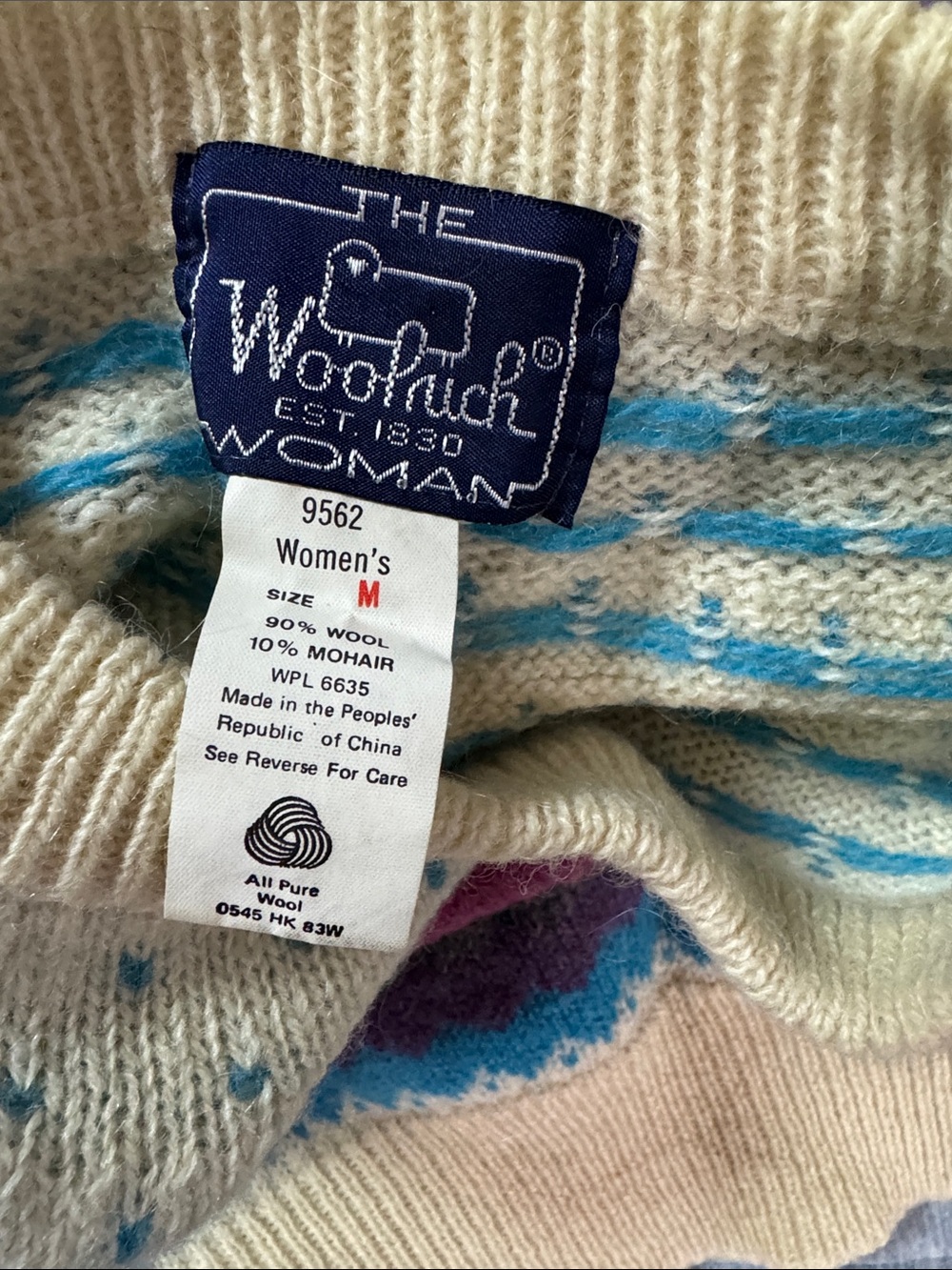 Woolrich Cream, Magenta & Teal Fair Isle Crewneck Sweater - Picture 2 of 2